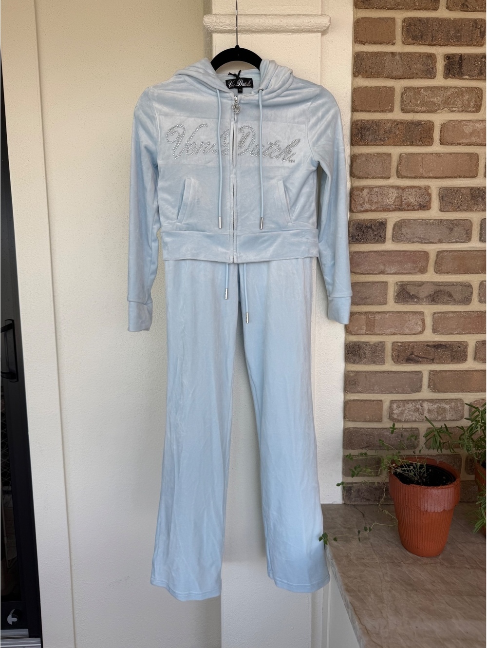 Von Dutch Light Blue Velour Tracksuit XS New with Tags